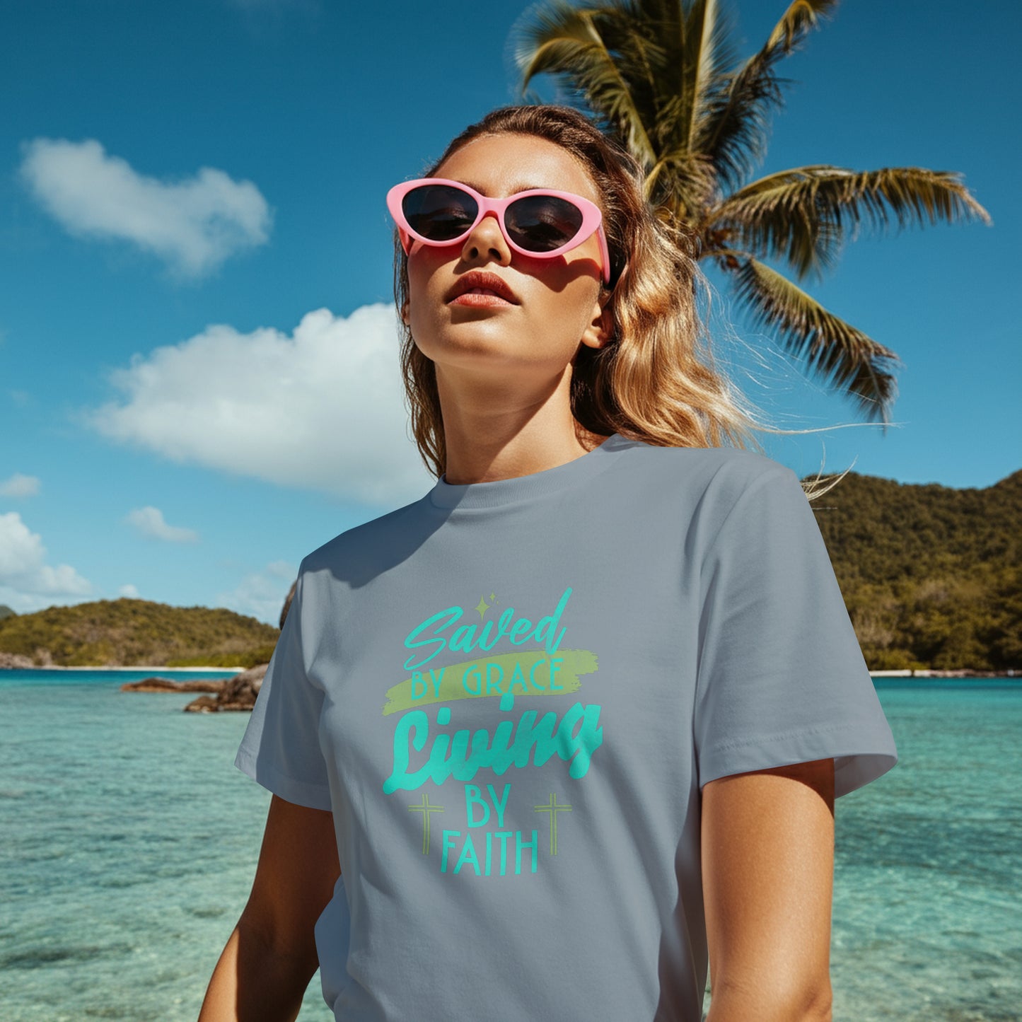 Saved By Grace - Living By Faith Graphic T-Shirt