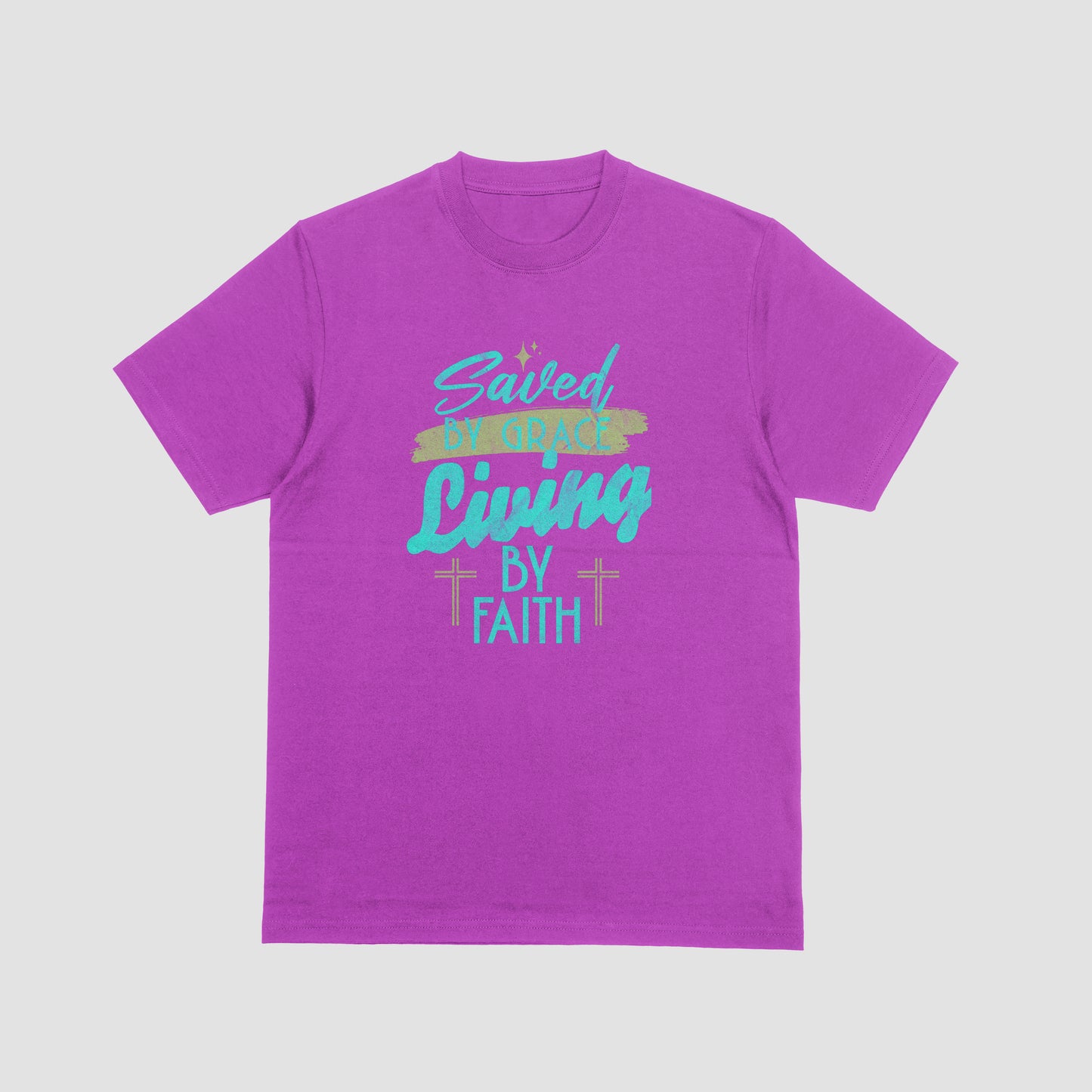 Saved By Grace - Living By Faith Graphic T-Shirt
