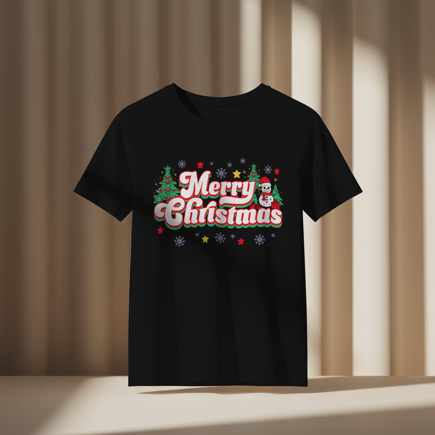 Merry Christmas W/ Snowman Graphic T-Shirt