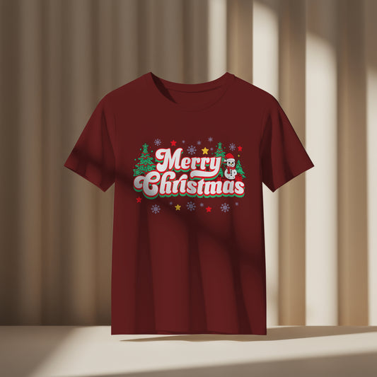 Merry Christmas W/ Snowman Graphic T-Shirt
